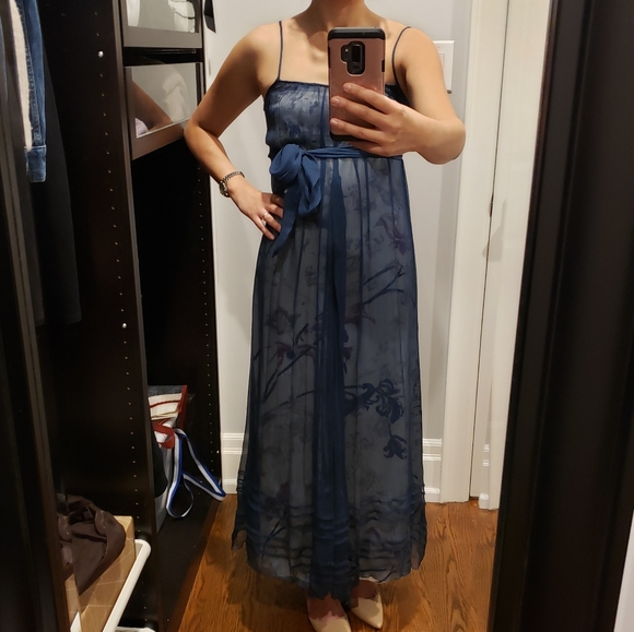 Navy blue long evening dress- XS - Picture 5 of 6